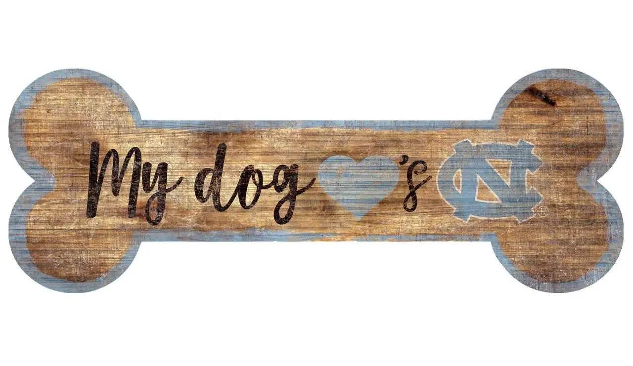 North Carolina Tar Heels Sign Wood 6x12 Dog Bone Shape - ToylandEU