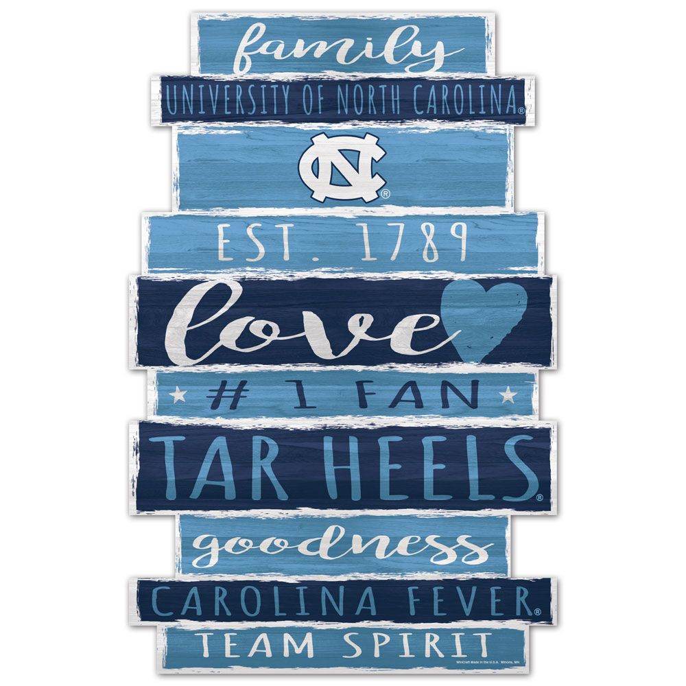 North Carolina Tar Heels Wood Sign 11x17 Family Word Design - ToylandEU