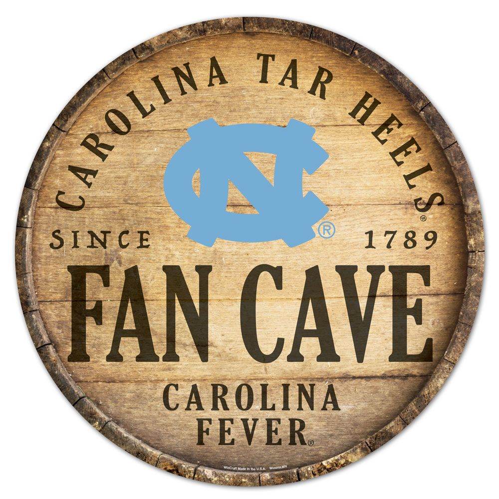 North Carolina Tar Heels Wood Sign 14 Inch Round Barrel Top - ToylandEU