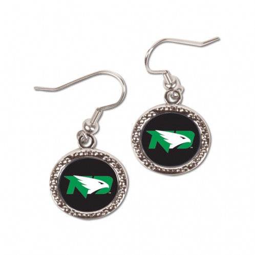 North Dakota Fighting Hawks Earrings Round Style Licensed - ToylandEU