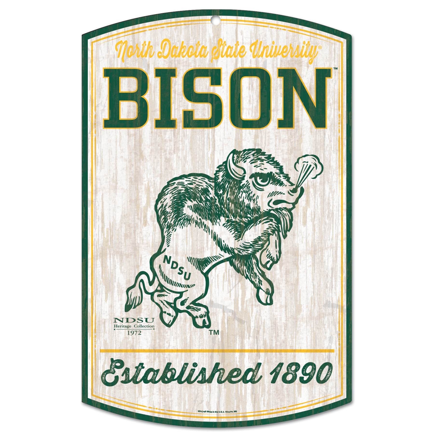 North Dakota State Bison Sign Vintage Rustic Wood 11x17 - ToylandEU