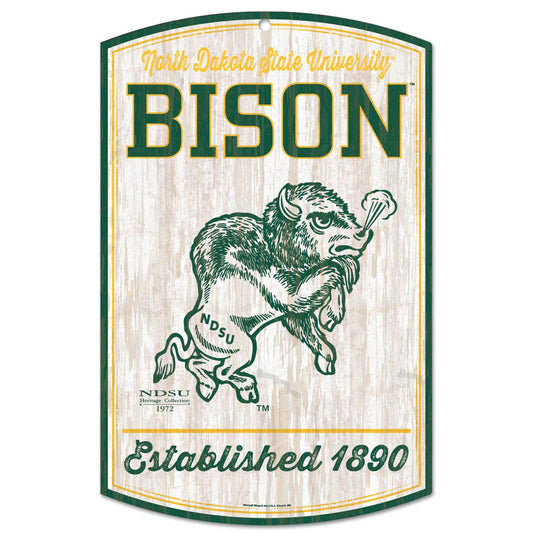 North Dakota State Bison Sign Vintage Rustic Wood 11x17 - ToylandEU