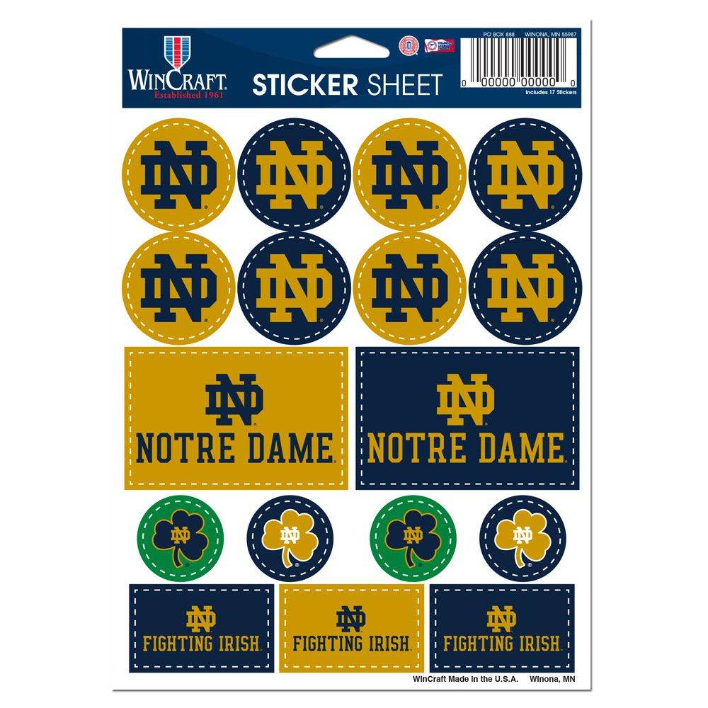 Notre Dame Fighting Irish Decal Sheet 5x7 Vinyl Sticker - ToylandEU