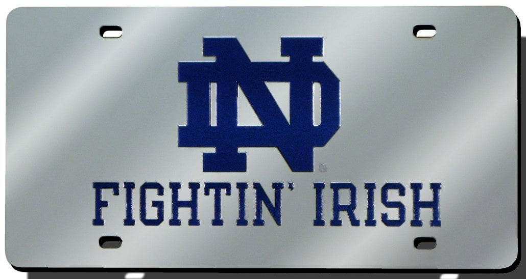 Notre Dame Fighting Irish License Plate Laser Cut Silver - ToylandEU