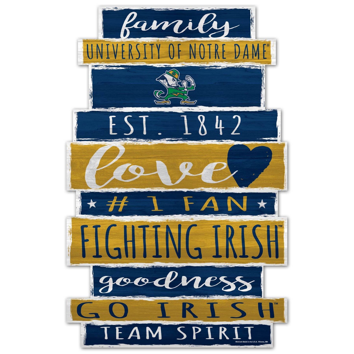 Notre Dame Fighting Irish Sign 11x17 Wood Family Design - ToylandEU