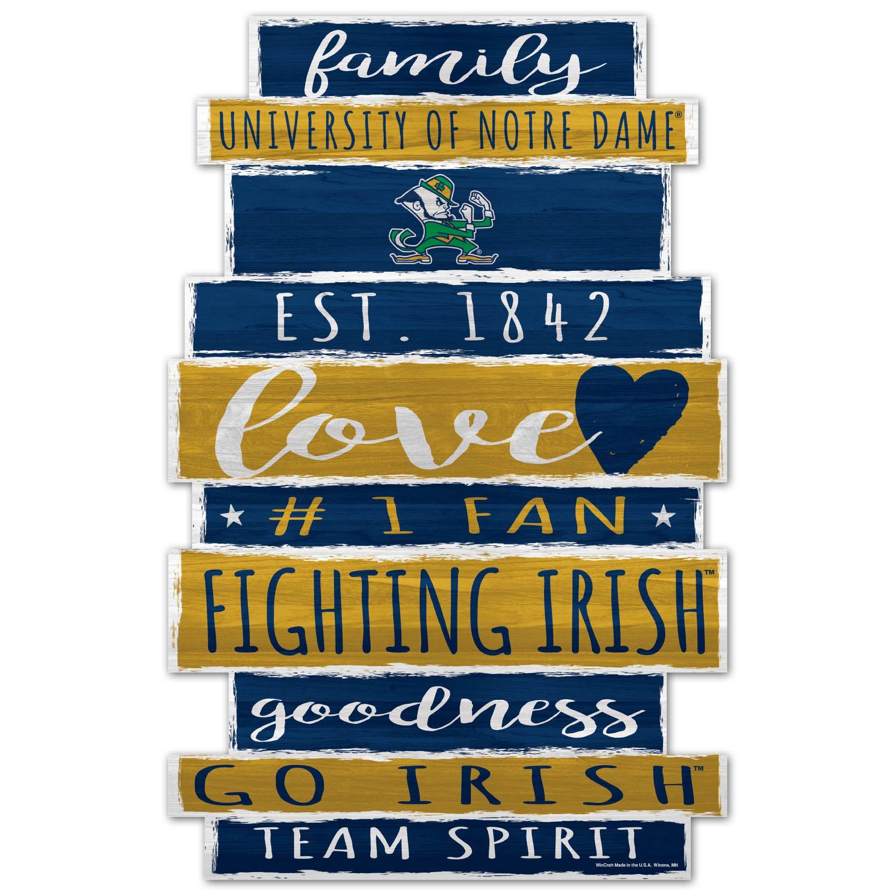 Notre Dame Fighting Irish Sign 11x17 Wood Family Design - ToylandEU