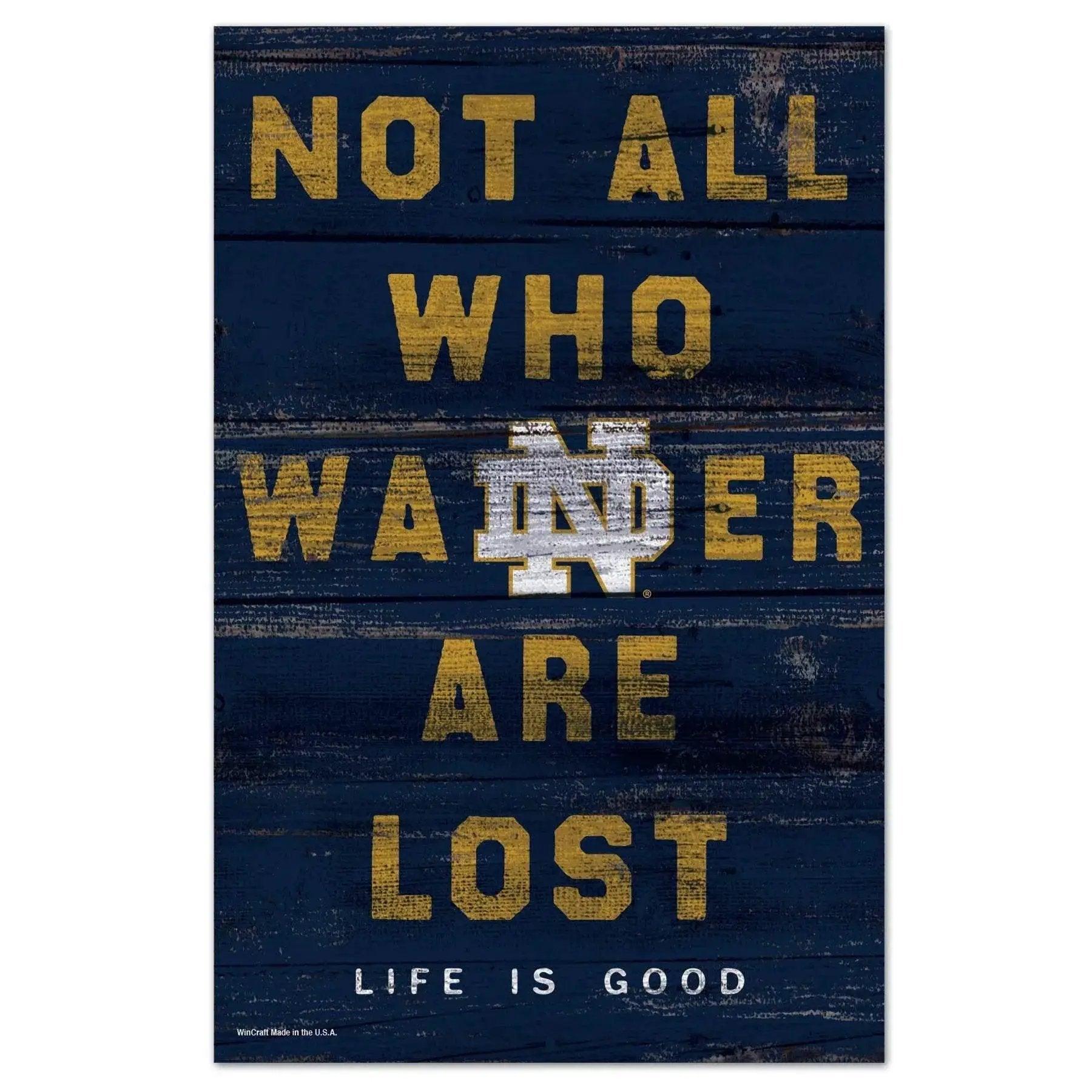  Notre Dame Fighting Irish Sign 11x17 Wood Life Is Good -  ToylandEU™