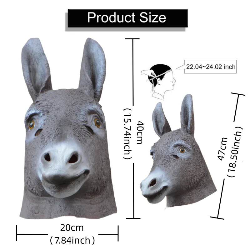 Novelty Donkey Mask Latex Full Face Mask For Adults Cosplay - ToylandEU