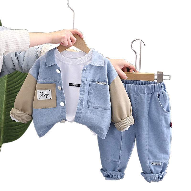 Infant And Child Spring And Autumn Cotton Letter Set | Single-Breasted