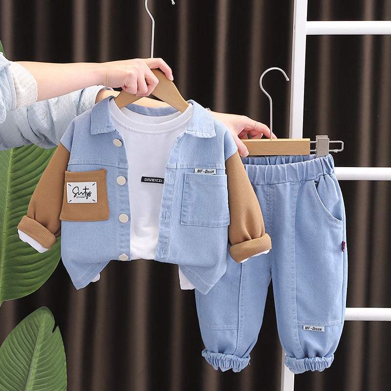 Infant And Child Spring And Autumn Cotton Letter Set | Single-Breasted