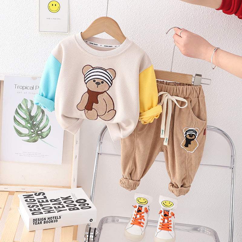 Infant And Child Spring And Autumn Cotton Letter Set | Single-Breasted