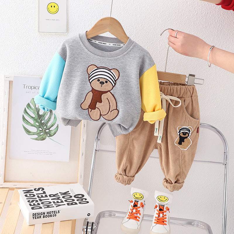 Infant And Child Spring And Autumn Cotton Letter Set | Single-Breasted