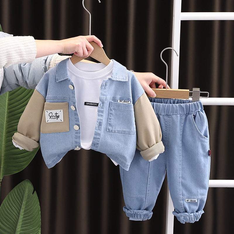 Infant And Child Spring And Autumn Cotton Letter Set | Single-Breasted