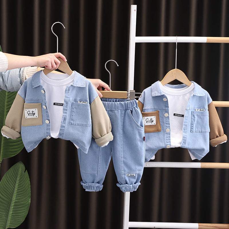 Infant And Child Spring And Autumn Cotton Letter Set | Single-Breasted