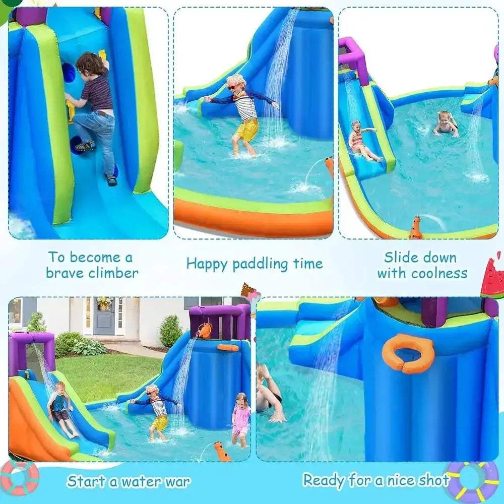 OLOEY Inflatable Water Park With Climbing Wall And Dual Slides - ToylandEU