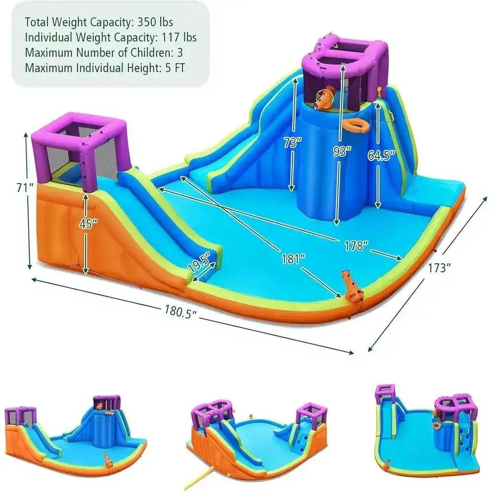 OLOEY Inflatable Water Park With Climbing Wall And Dual Slides - ToylandEU
