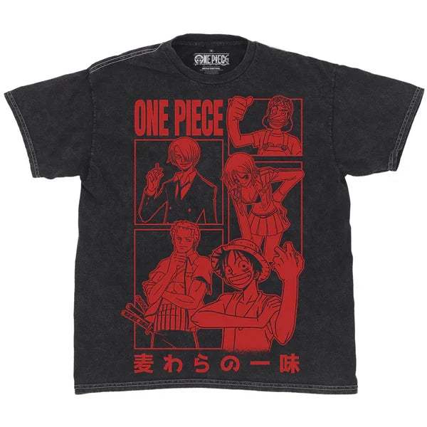 One Piece T Shirt | Jumbo Straw Hat Crew Print | Mineral Wash Cotton | Classic Fit