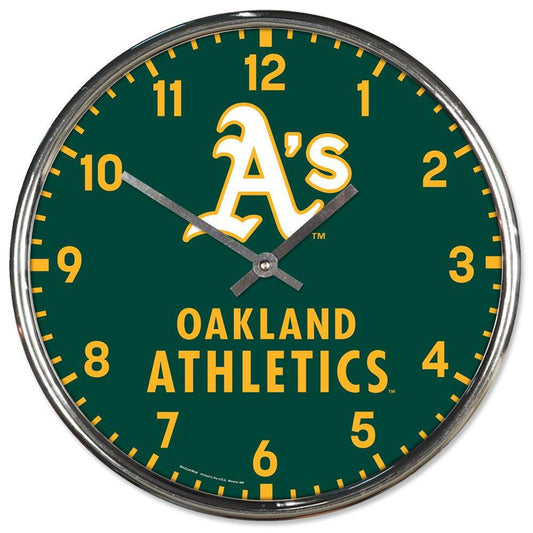Oakland Athletics Chrome Round Wall Clock 12 Inch Licensed - ToylandEU