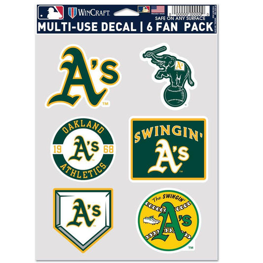 Oakland Athletics Multi Use Fan Decal 6 Pack Stickers - ToylandEU