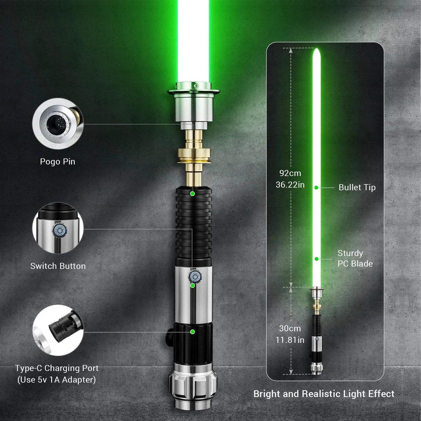 Obi Wan Inspired Lightsaber With Smooth Swing Motion Control - ToylandEU