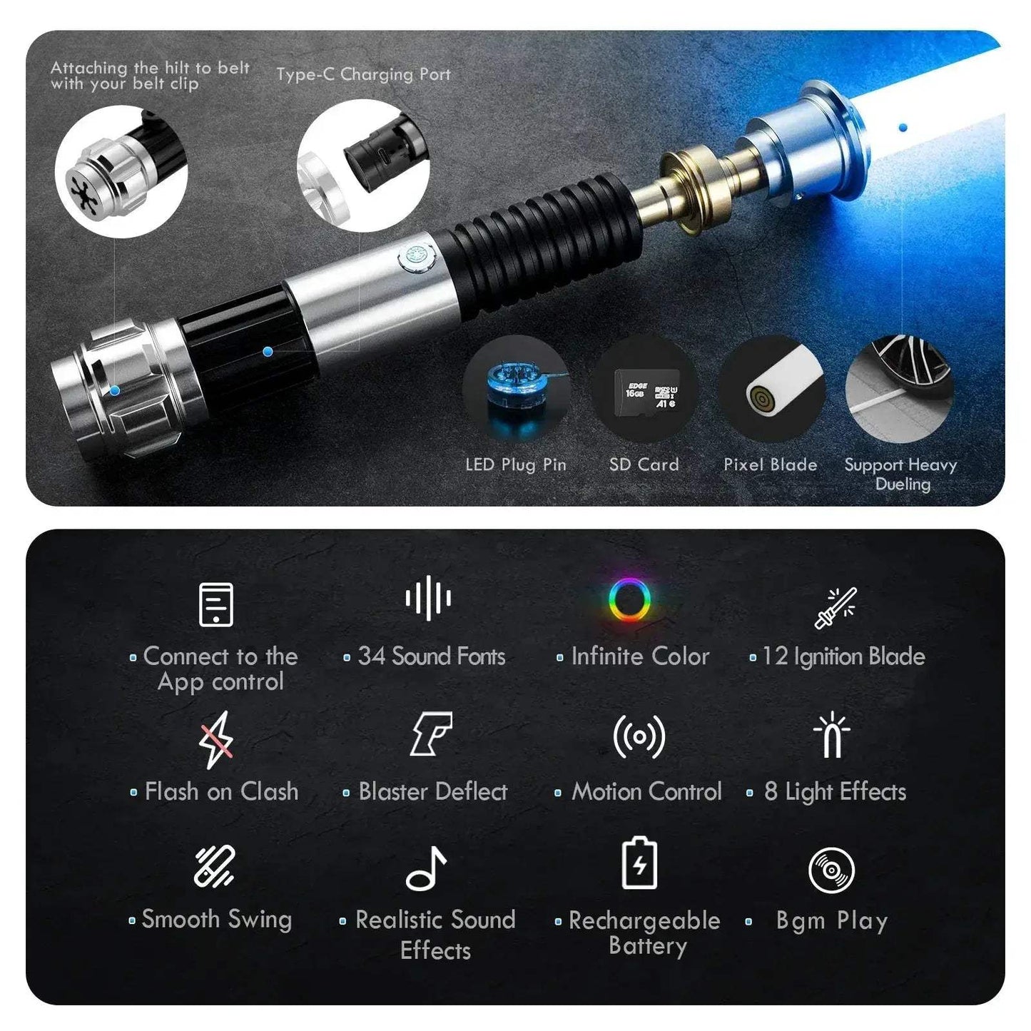 Obi Wan Inspired Lightsaber With Smooth Swing Motion Control - ToylandEU