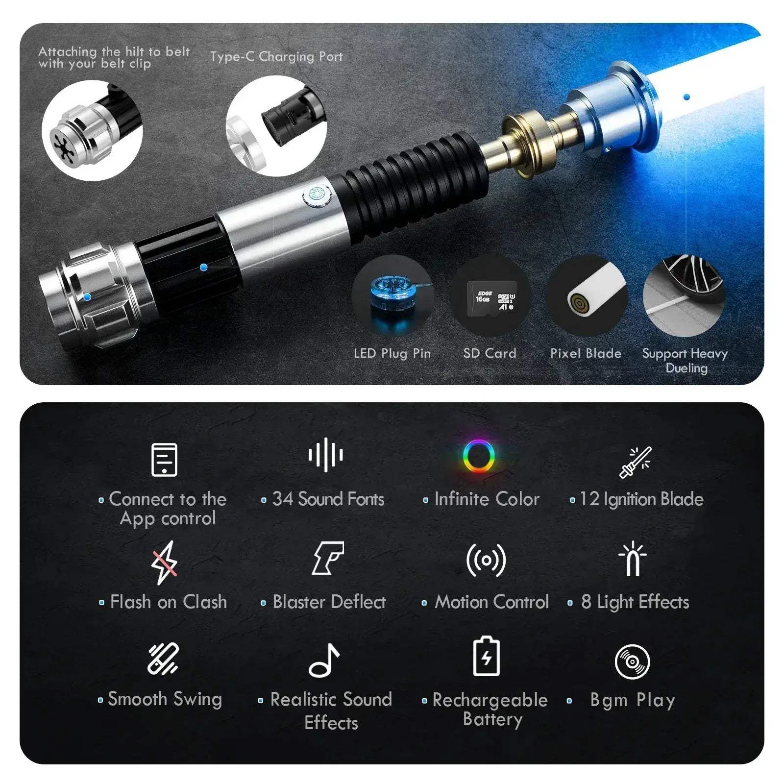 Obi Wan Inspired Lightsaber With Smooth Swing Motion Control - ToylandEU