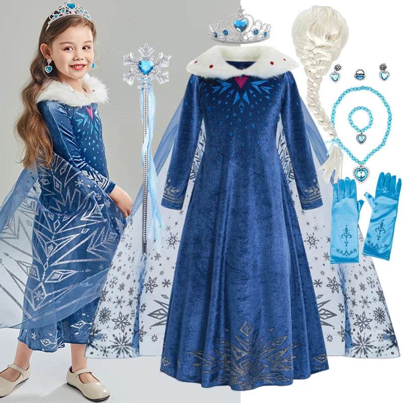 Official Disney Elsa Costume For Girls Lace Trim Dress Up - ToylandEU