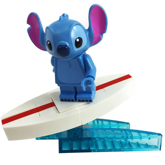 Official LEGO Stitch Figure With Custom Surfboard And Mini Wave Set Built From New Condition LEGO Bricks - ToylandEU