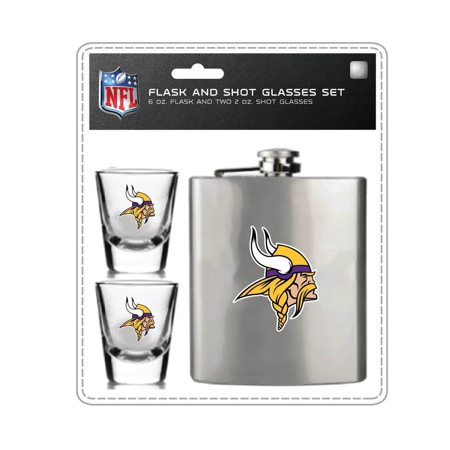 Official Minnesota Vikings Flask And Shot Glass Set - ToylandEU