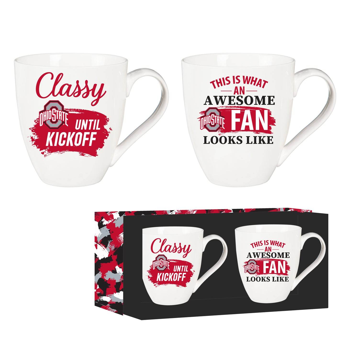 Ohio State Buckeyes 17oz Ceramic Mugs Two Piece Gift Box - ToylandEU
