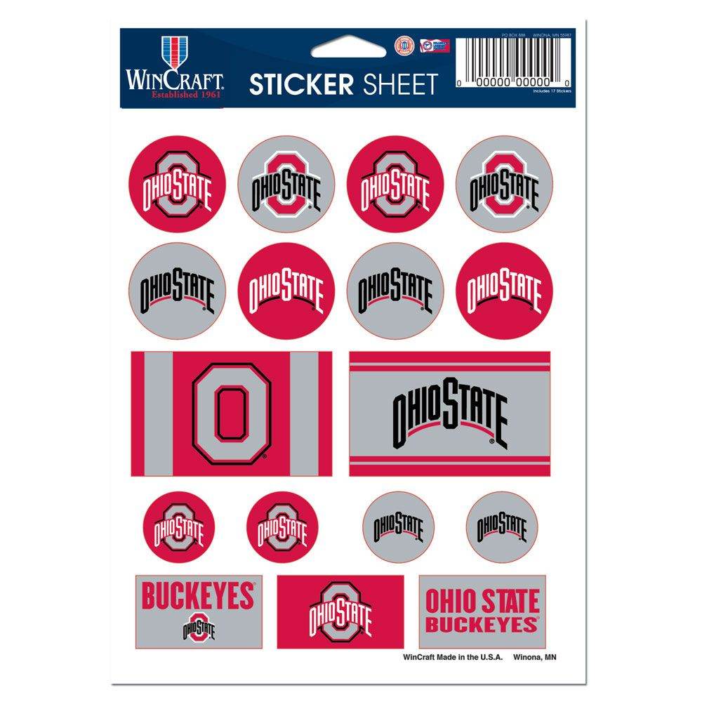 Ohio State Buckeyes Decal Sheet 5x7 Vinyl Sticker Pack - ToylandEU