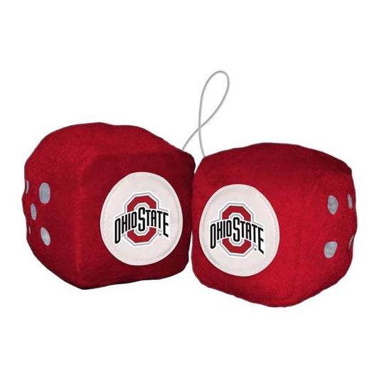 Ohio State Buckeyes Fuzzy Dice Plush Car Ornament Decor - ToylandEU