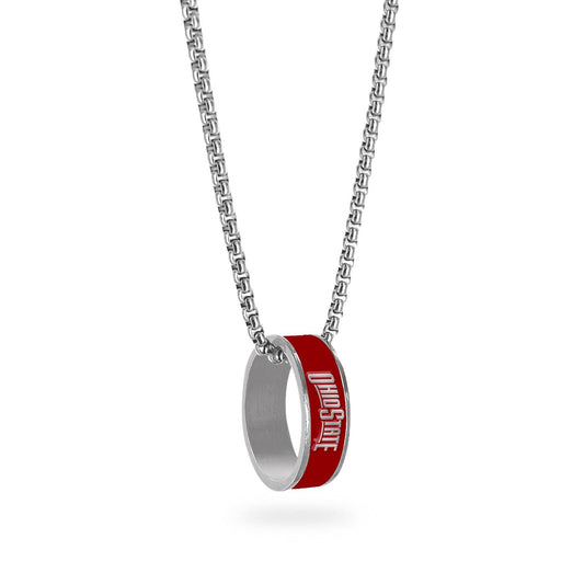 Ohio State Buckeyes Silver Necklace Ring Pendant Chain - ToylandEU