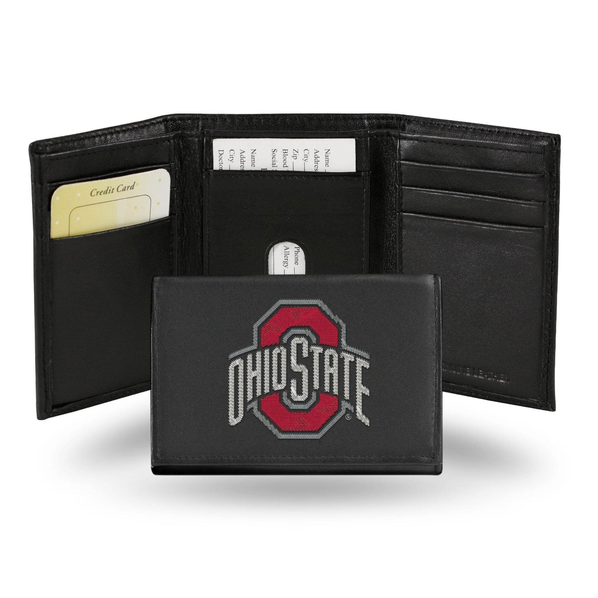 Ohio State Buckeyes Wallet Trifold Leather Embroidered - ToylandEU
