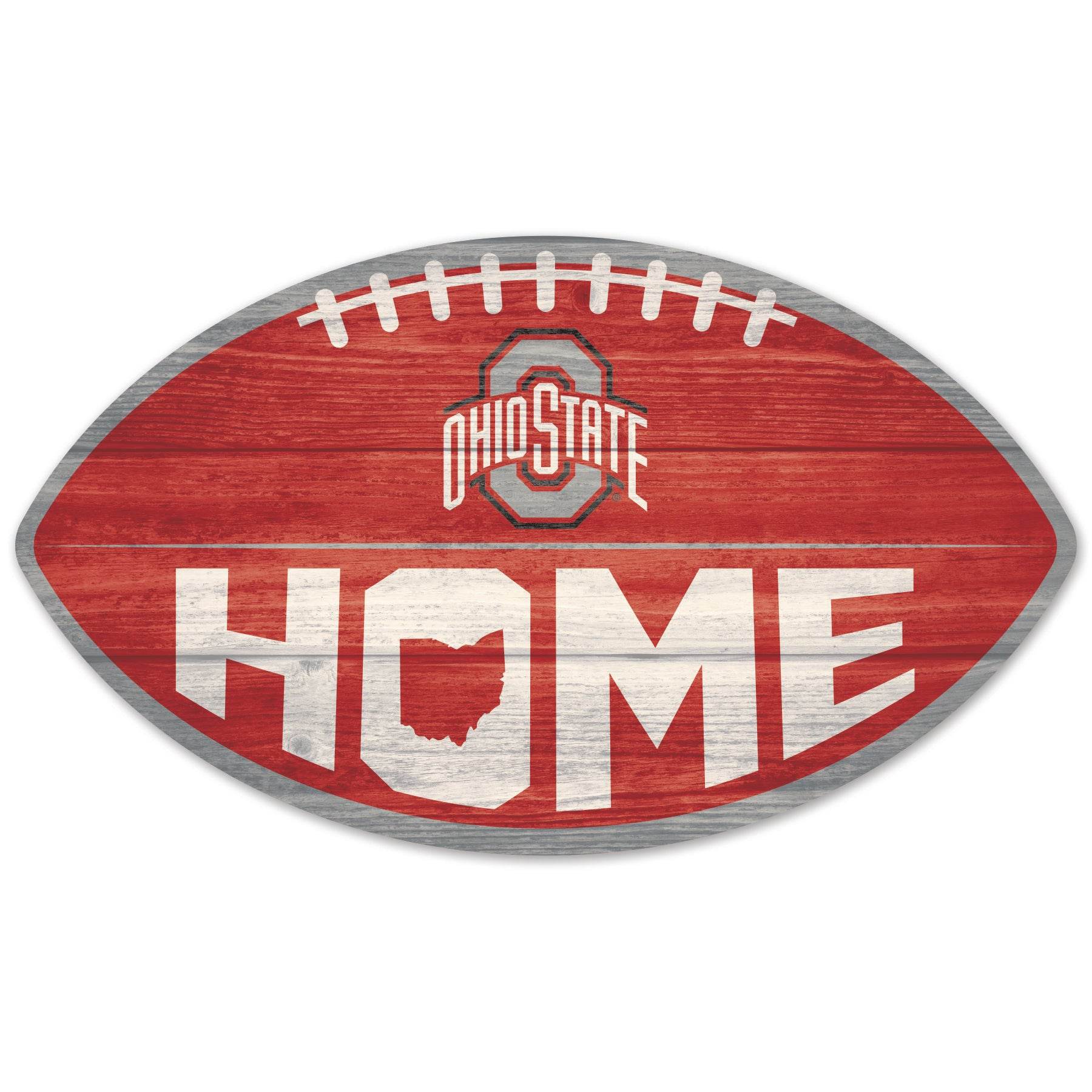 Ohio State Buckeyes Wood Football Shape Sign Decor - ToylandEU