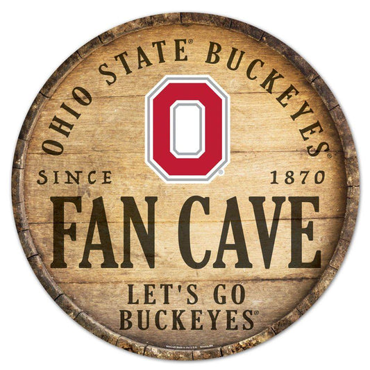 Ohio State Buckeyes Wood Sign Round Barrel Top 14 Inch - ToylandEU
