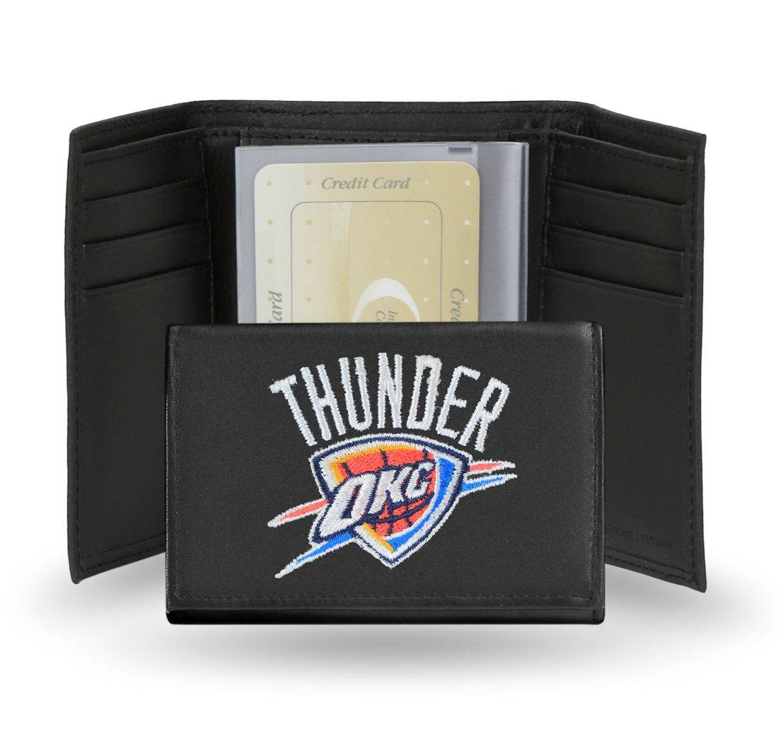 Oklahoma City Thunder Embroidered Leather Tri Fold Wallet - ToylandEU
