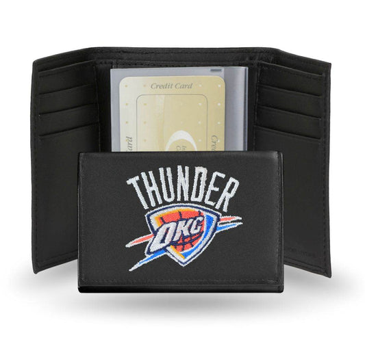 Oklahoma City Thunder Embroidered Leather Tri Fold Wallet - ToylandEU