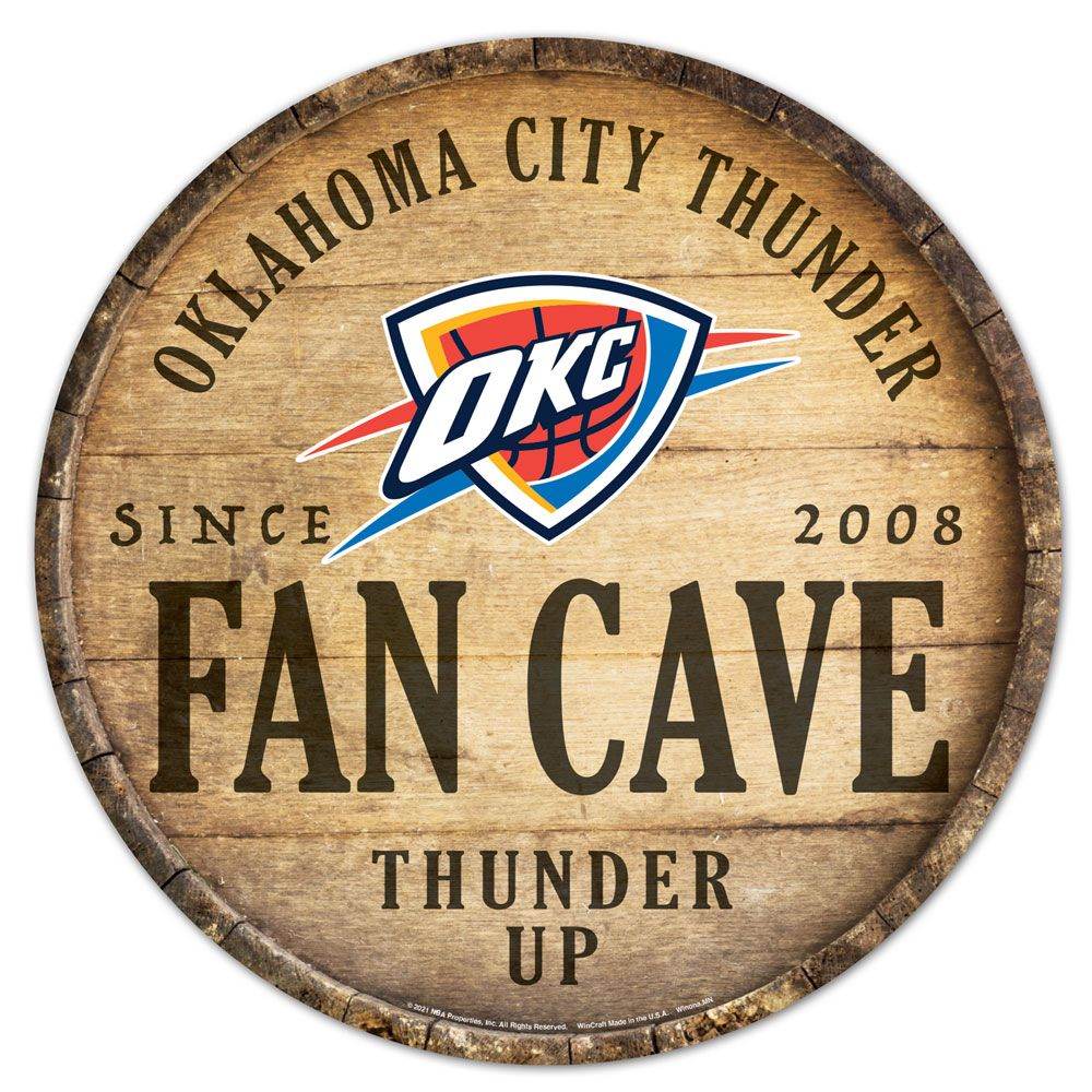 Oklahoma City Thunder Wood Sign 14 Inch Round Top Decor - ToylandEU