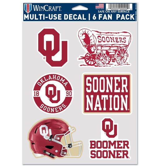 Oklahoma Sooners Fan Pack Multi Use Decals Six Pack - ToylandEU
