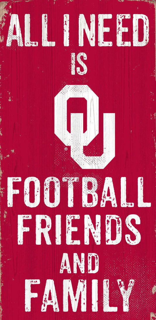 Oklahoma Sooners Football Wood Sign 6x12 Friends and Family - ToylandEU