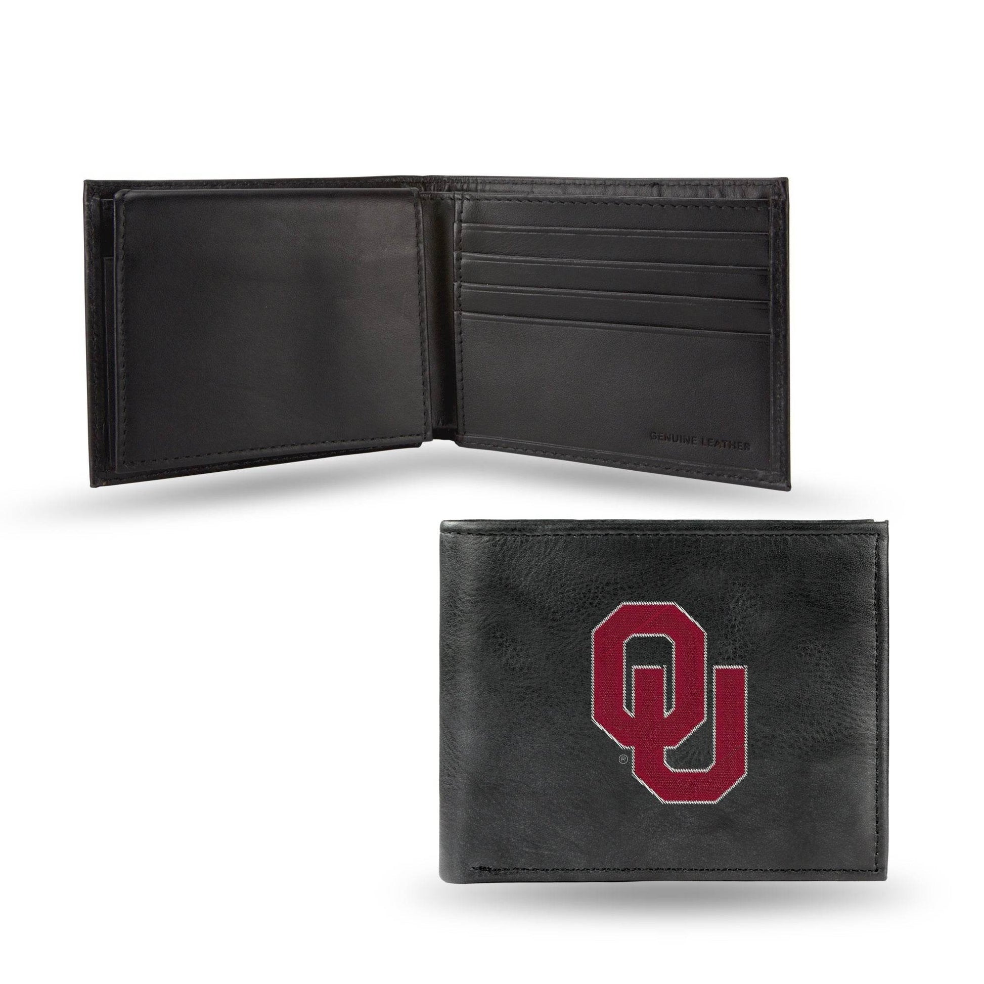 Oklahoma Sooners Leather Wallet Billfold Embroidered Black - ToylandEU