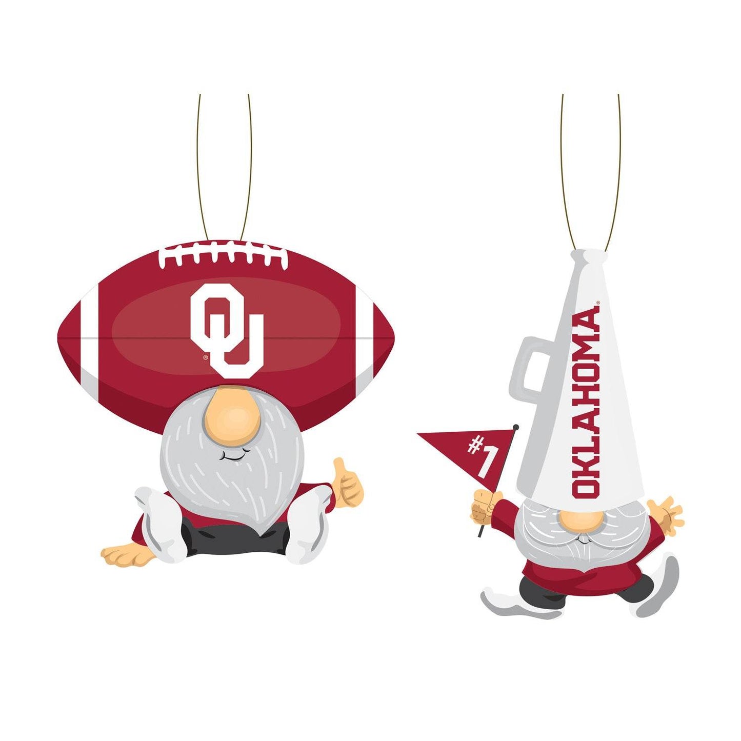 Oklahoma Sooners Ornament Gnome Fan 2 Pack Collectible - ToylandEU