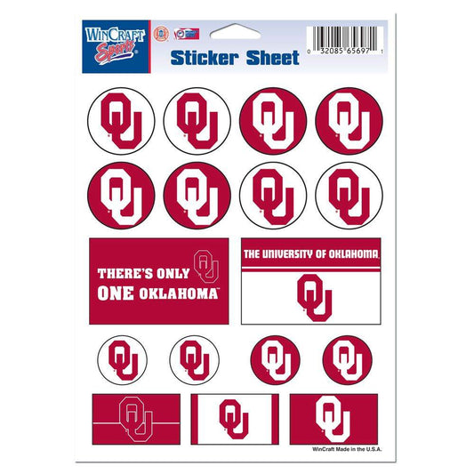 Oklahoma Sooners Vinyl Decal Sheet 5X7 Sticker Pack - ToylandEU