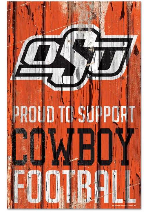 Oklahoma State Cowboys 11x17 Wood Sign Team Colors Proud - ToylandEU