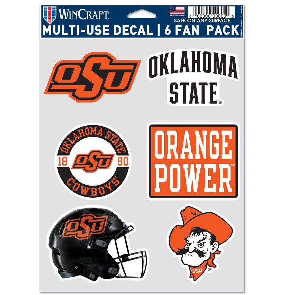 Oklahoma State Cowboys Decal Multi Use Fan 6 Pack Bundle - ToylandEU