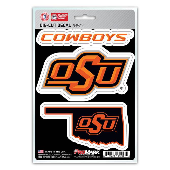 Oklahoma State Cowboys Die Cut Clear Vinyl Decals 3 Pack - ToylandEU