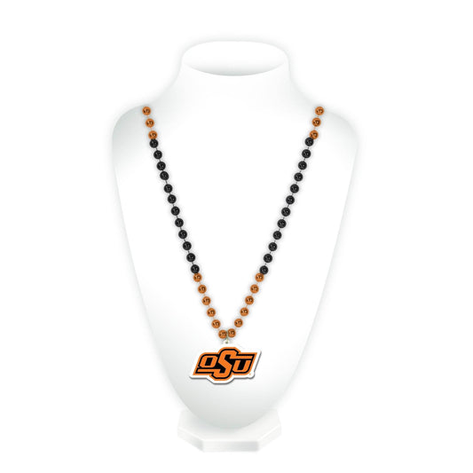 Oklahoma State Cowboys Mardi Gras Beads With Medallion - ToylandEU