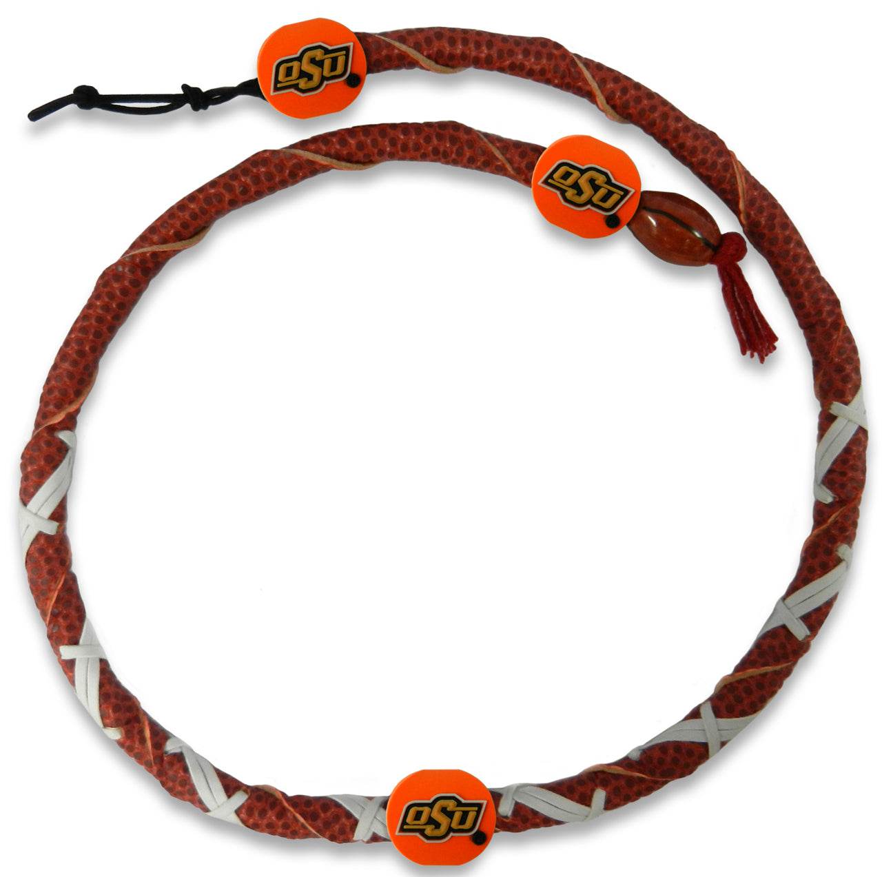 Oklahoma State Cowboys Spiral Football Leather Necklace - ToylandEU