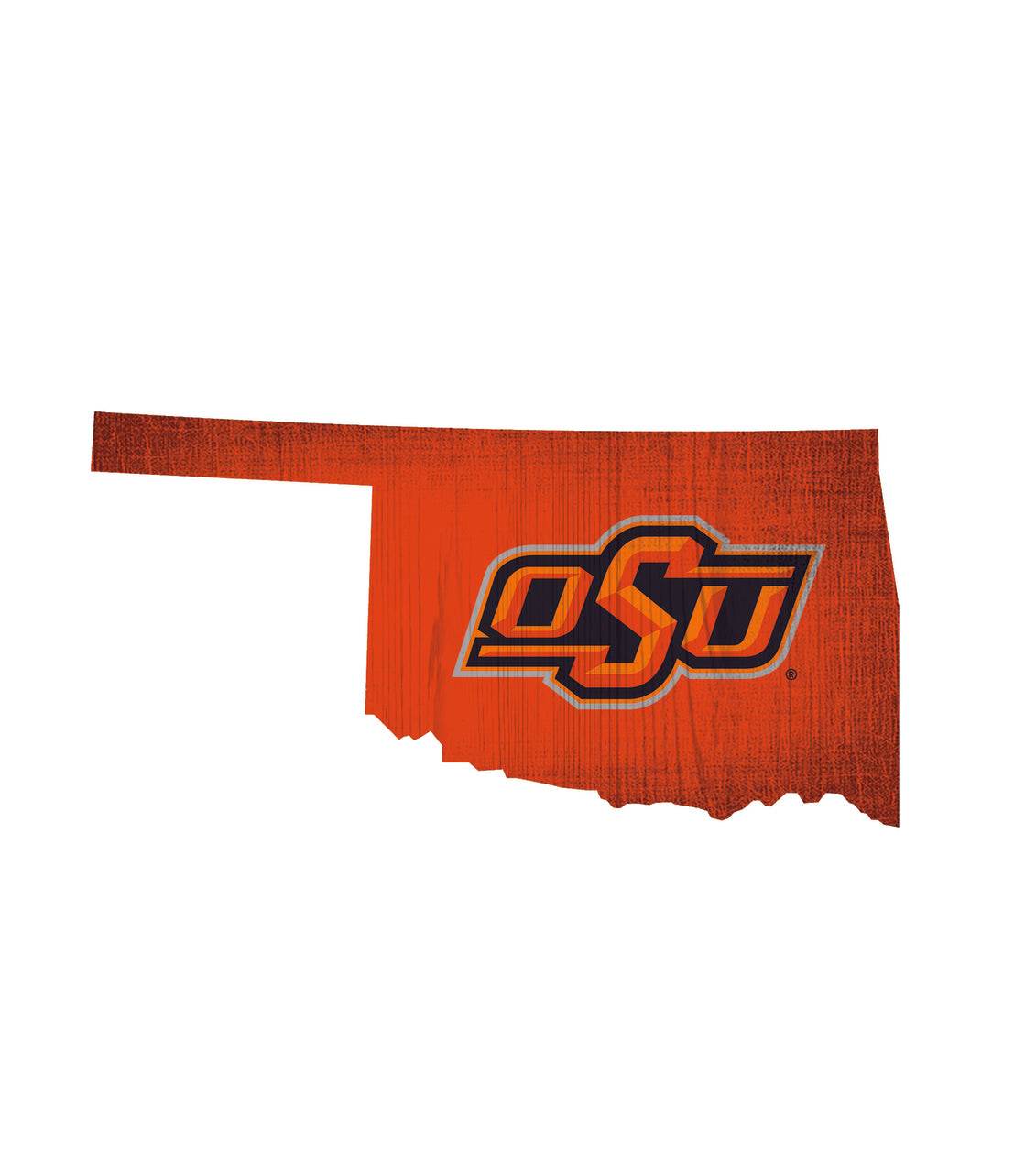 Oklahoma State Cowboys Wood Sign 12In Team Color State Shape - ToylandEU